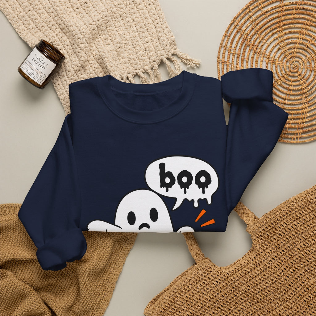 Ghost "Boo" Sweatshirt — Cute Halloween Crewneck