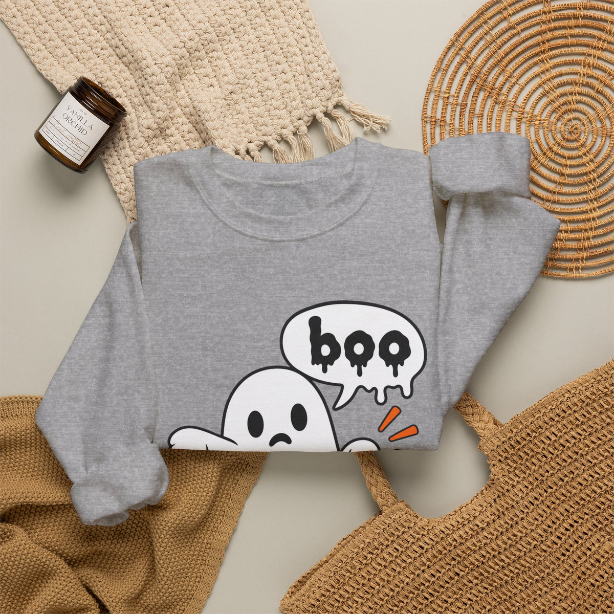 Ghost "Boo" Sweatshirt — Cute Halloween Crewneck
