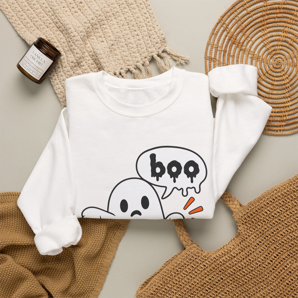 Ghost "Boo" Sweatshirt — Cute Halloween Crewneck