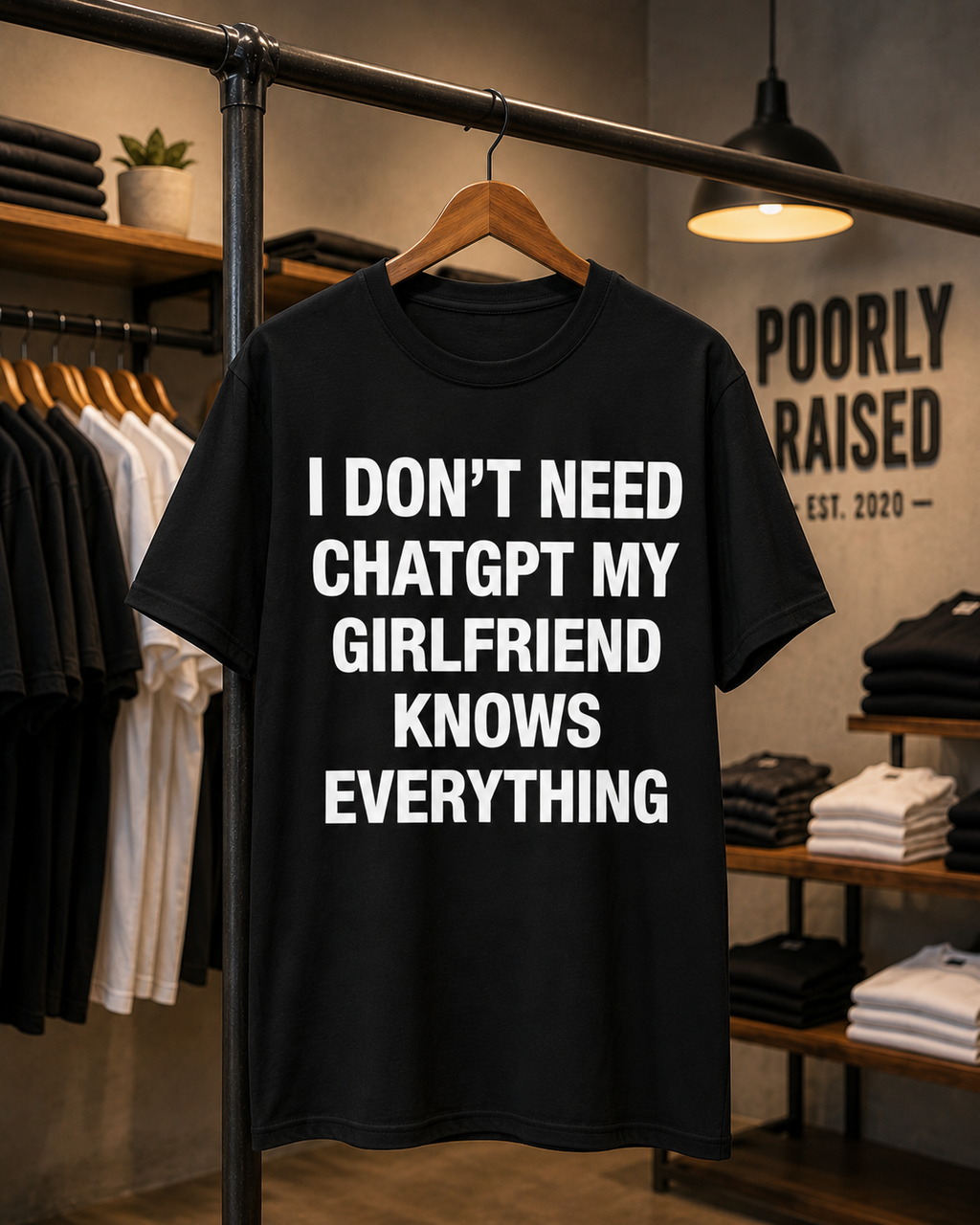 I DON'T NEED CHATGPT MY GIRLFRIEND KNOWS EVERYTHING FUNNY GRAPHIC T-SHIRT