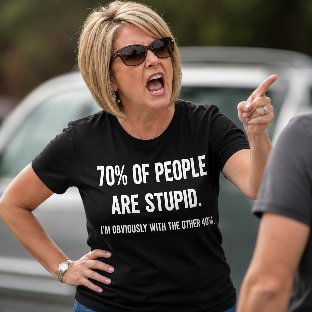 70% OF PEOPLE ARE STUPID. I'M OBVIOUSLY WITH THE OTHER 40%. FUNNY UNISEX GRAPHIC TEE