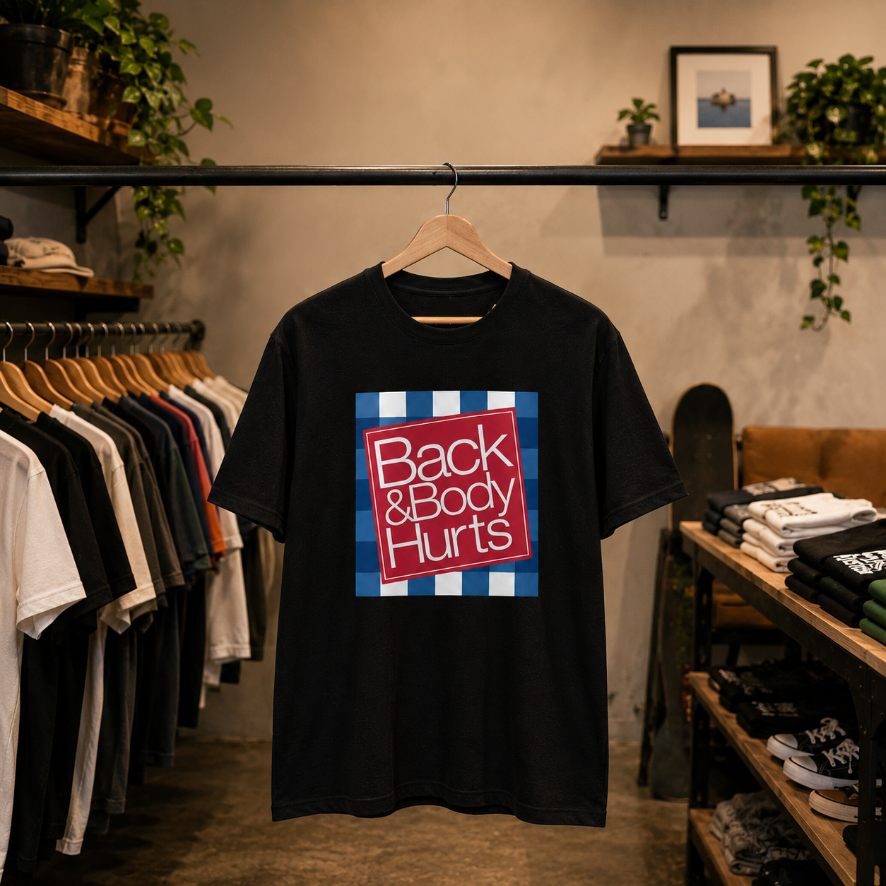 BACK & BODY HURTS FUNNY UNISEX GRAPHIC T-SHIRT