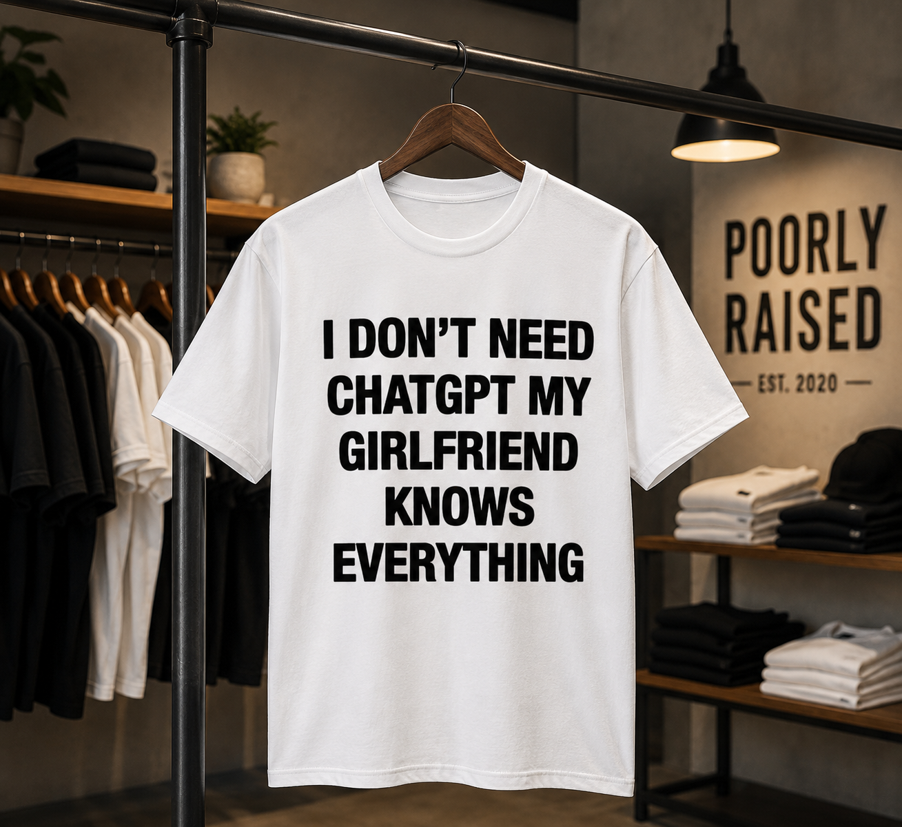 I DON'T NEED CHATGPT MY GIRLFRIEND KNOWS EVERYTHING FUNNY GRAPHIC T-SHIRT