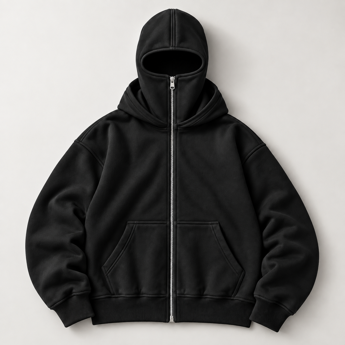 Anti Social Balaclava Zip-Up Hoodie – Oversized Cotton Fleece